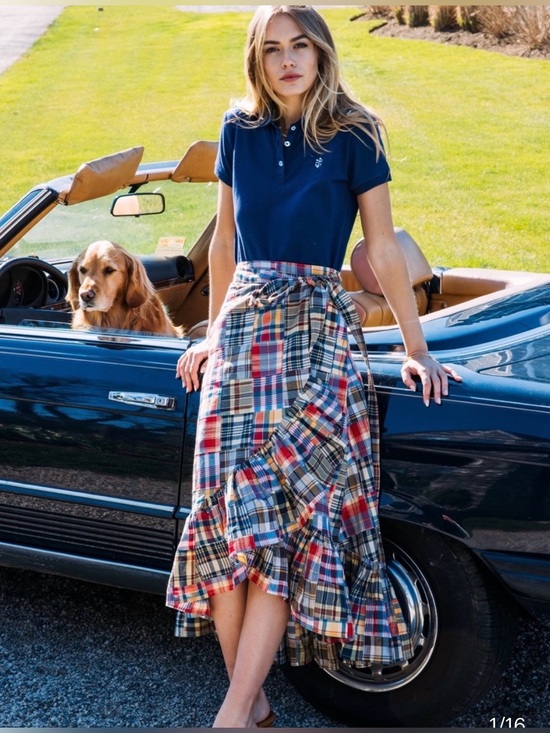 Kiel James Patrick Dresses & Skirts - Kiel James Patrick Jacqueline
Patchwork Madras Asymmetrical Ruffle Wrap Skirt